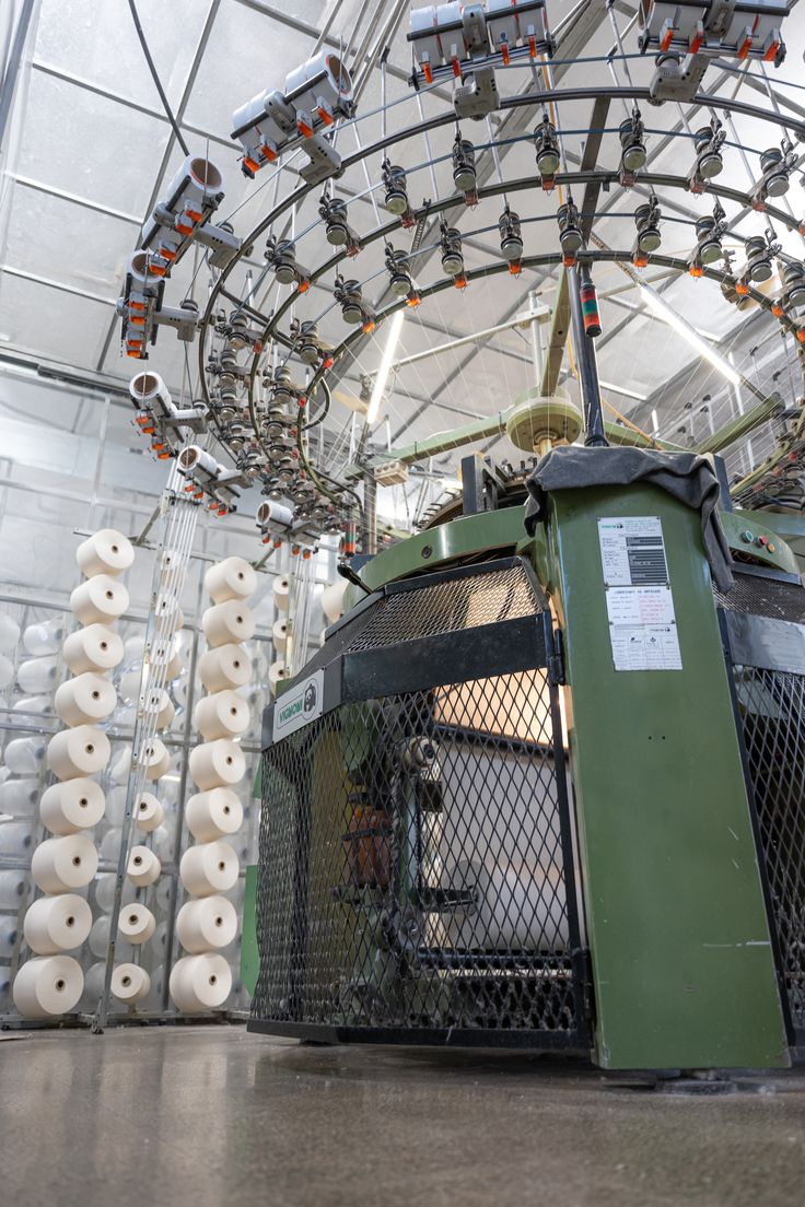 Circular knitting machine producing cotton bales cloth at the SGM Packaging factory